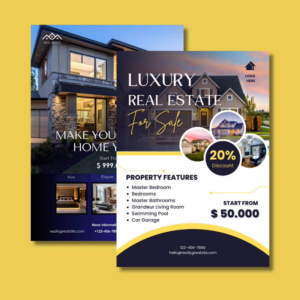 We will custom design modern real estate, realtor flyer, brochure, banner and postcard